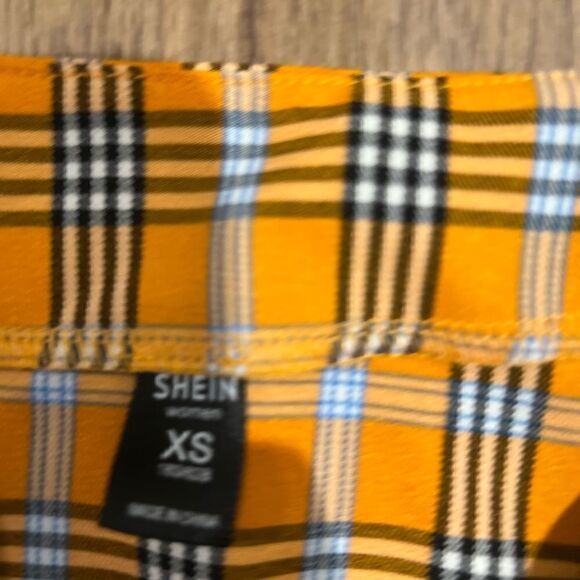Shein Women's Plaid Skirt High Waist Split Front Zip Up Mini Bodycon Skirt - Picture 5 of 9